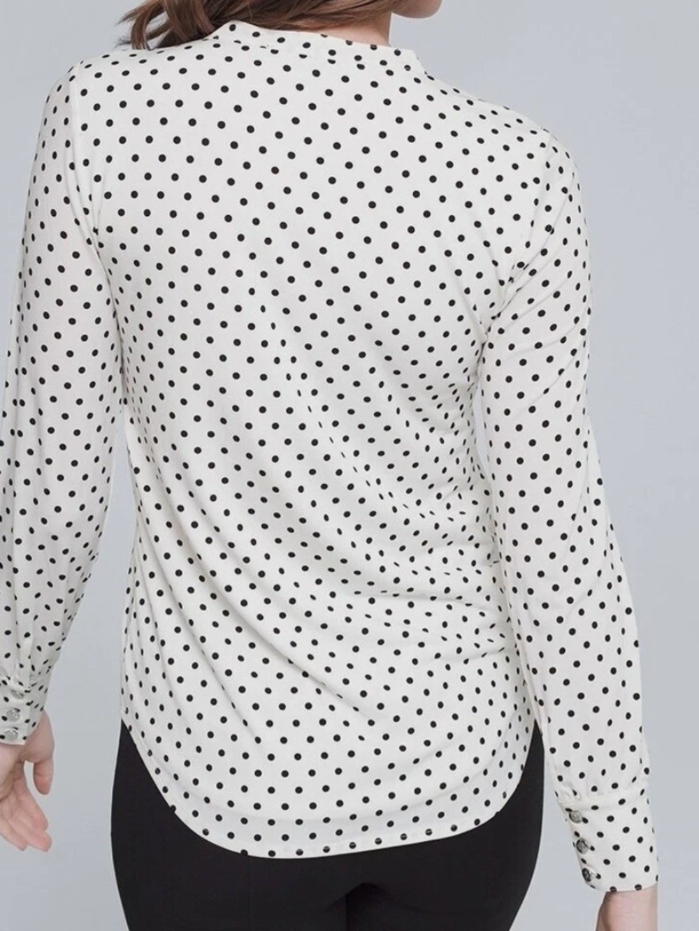 White House Black Market Dotted Ruffle Top Size M, NWT, Ecru/black - Picture 2 of 10